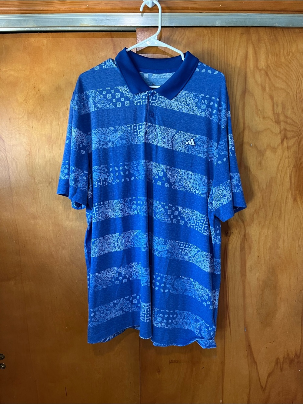 Adidas Go-To Printed Golf Polo Shirt. Team Royal Blue Colorway.